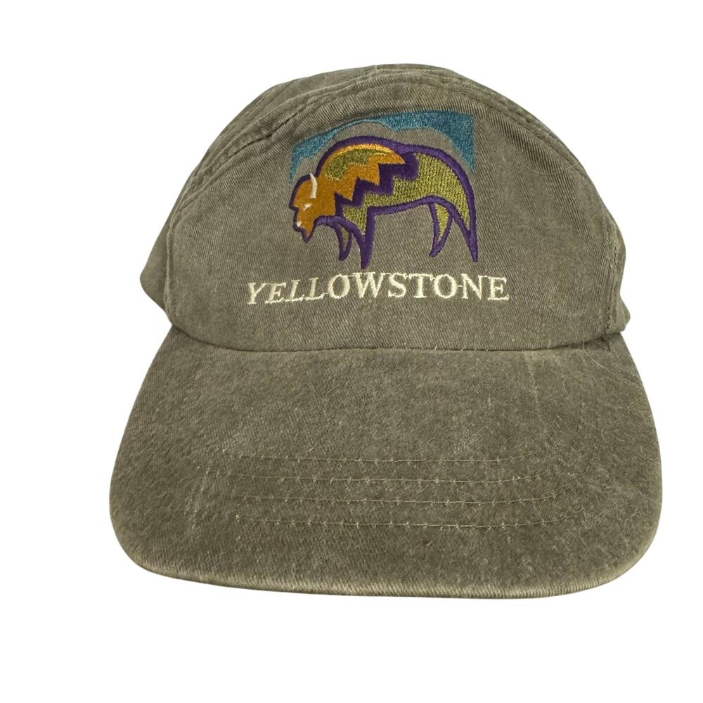 Vintage? Yellowstone National Park Buffalo Bison Stitched Baseball Cap Hat Brown
